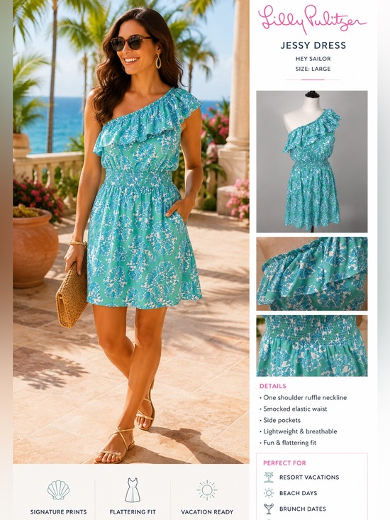 Lilly Pulitzer Dresses & Skirts - Lilly Pulitzer Jessy Dress Hey Sailor Lagoon Green L NWT
